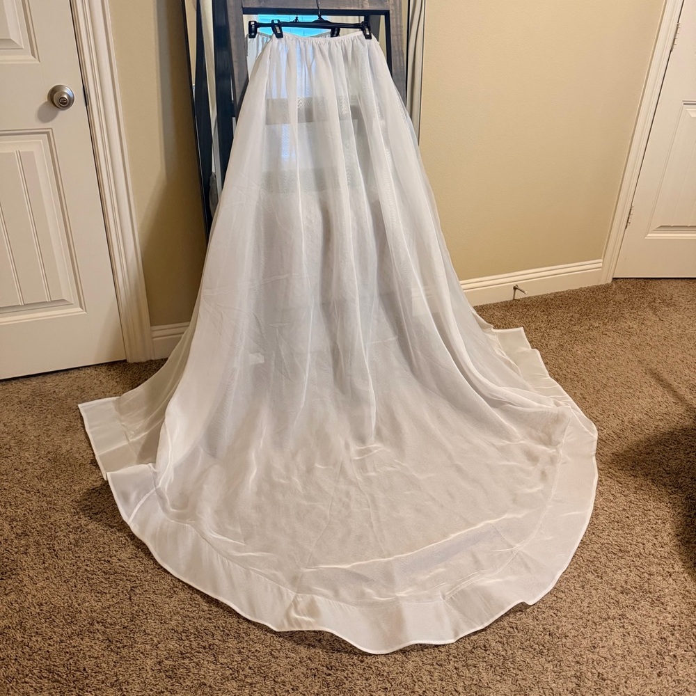 White Sheer Detachable Over Skirt / Train / Cape Wedding